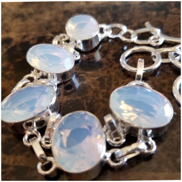 Genuine Faceted Milky Opal Bracelet7.75